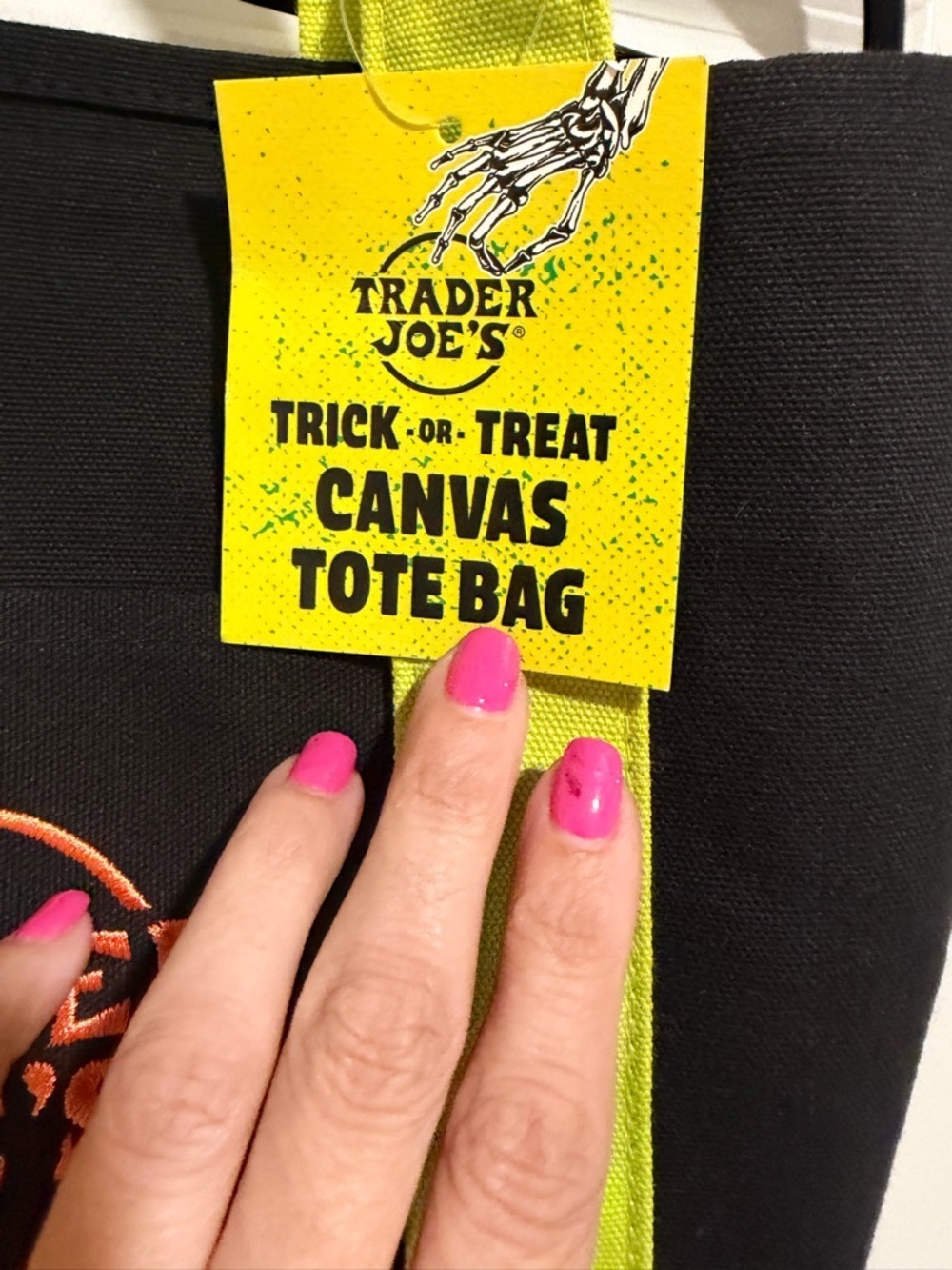 NWT Trader Joe's limited edition Trick or treat Halloween canvas tote bag - Picture 2 of 8